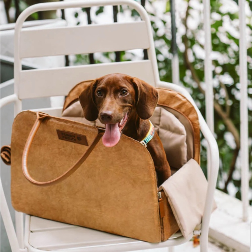 Stylish Tan Dog Carrier by Funny Fuzzy